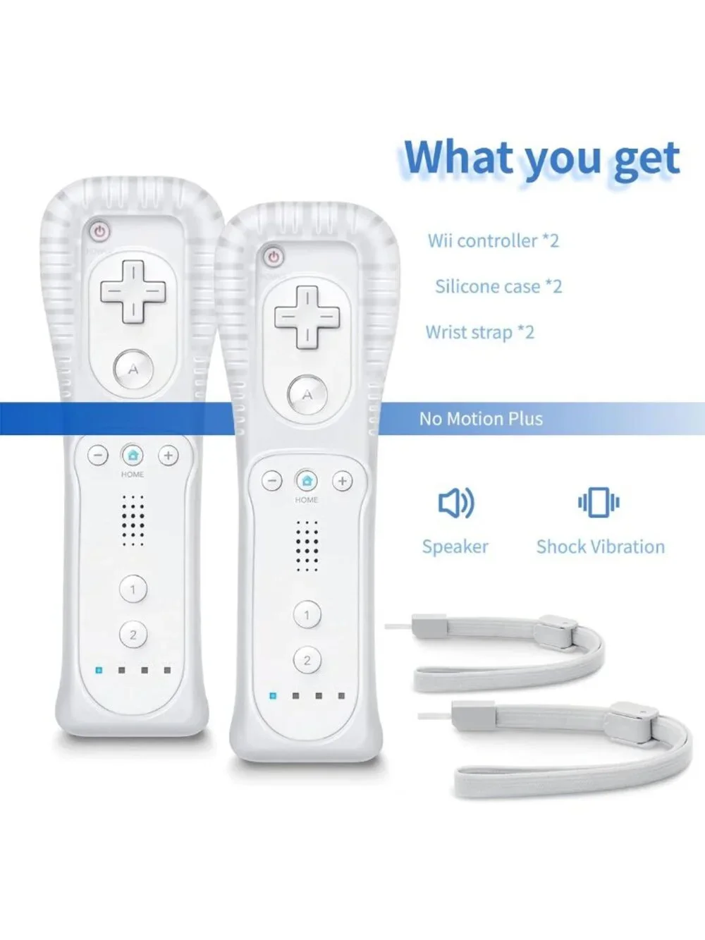 2 Pack Wireless Wii Controllers with Wrist Straps for Nintendo Wii/Wii U Gaming